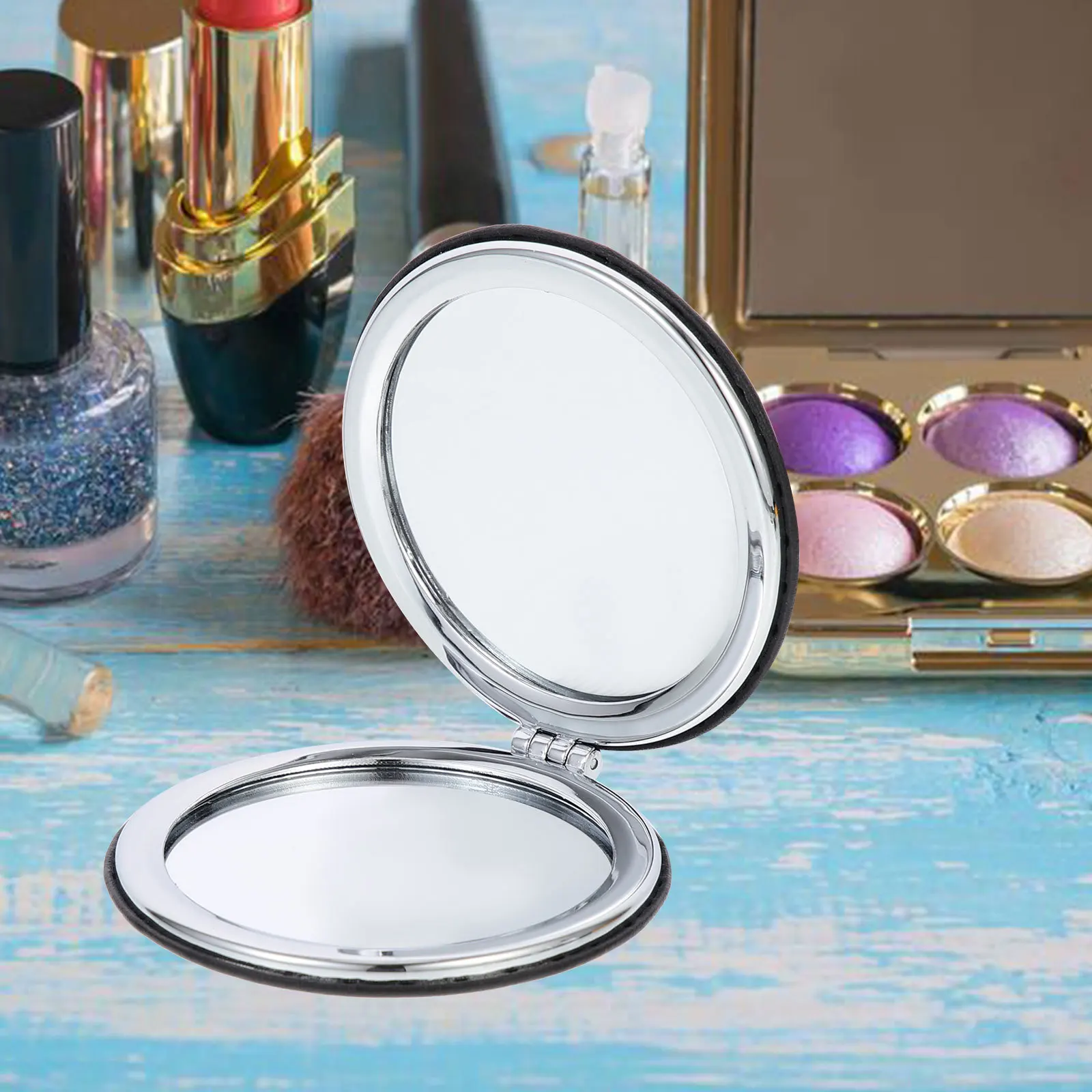 2 szt. Przenośne lusterko podróżne, kompaktowe, składane, kieszonkowe, małe lusterko do makijażu, składane