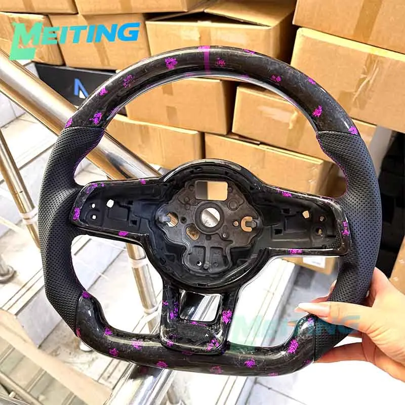 Customized purple forged carbon fiber material for car steering wheel with the same button frame for VW Golf 7 7.5 GTI GTD GTE R