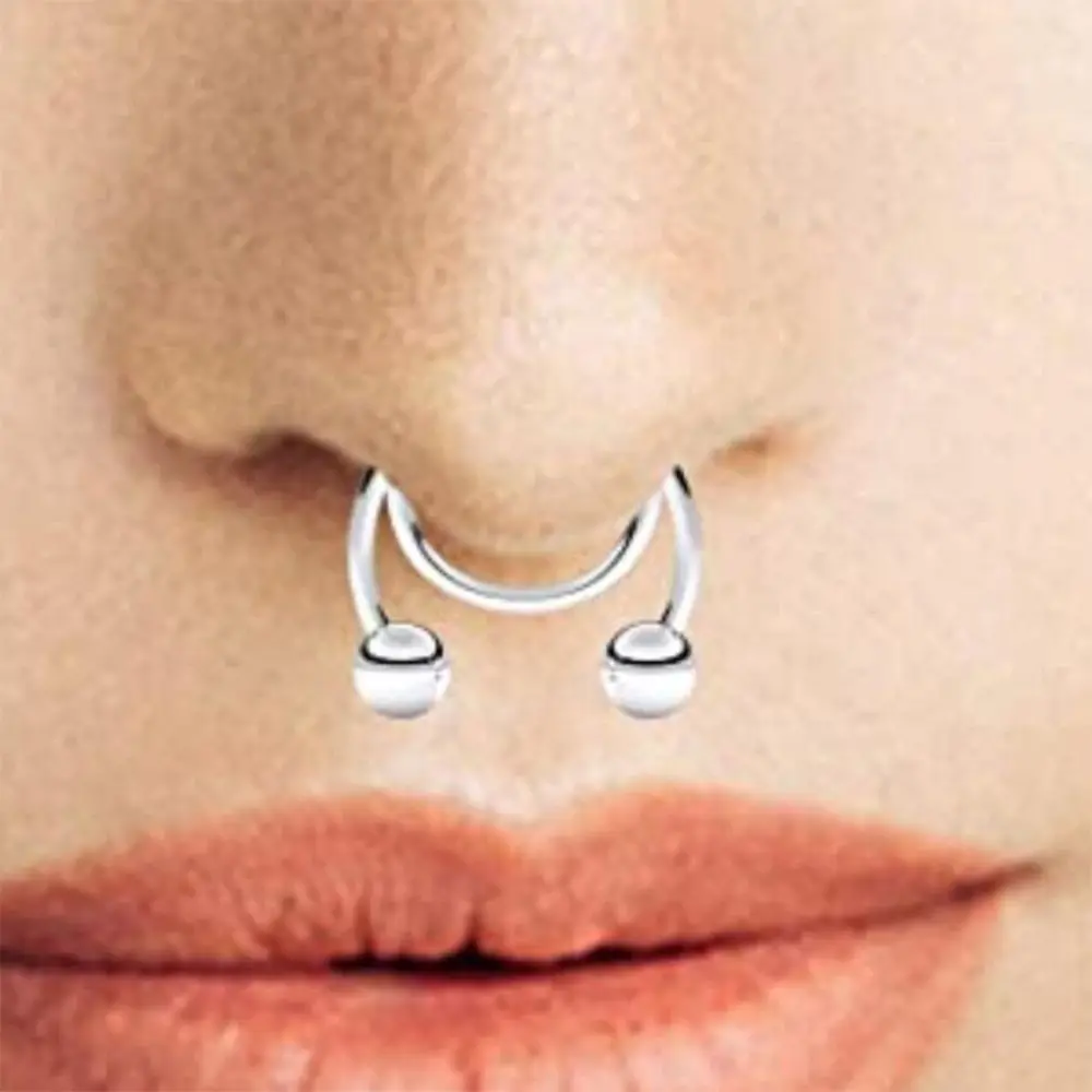 Hot Sale Fake Septum Colorful Jewelry Non Piercing Stainless Steel Nose Ring