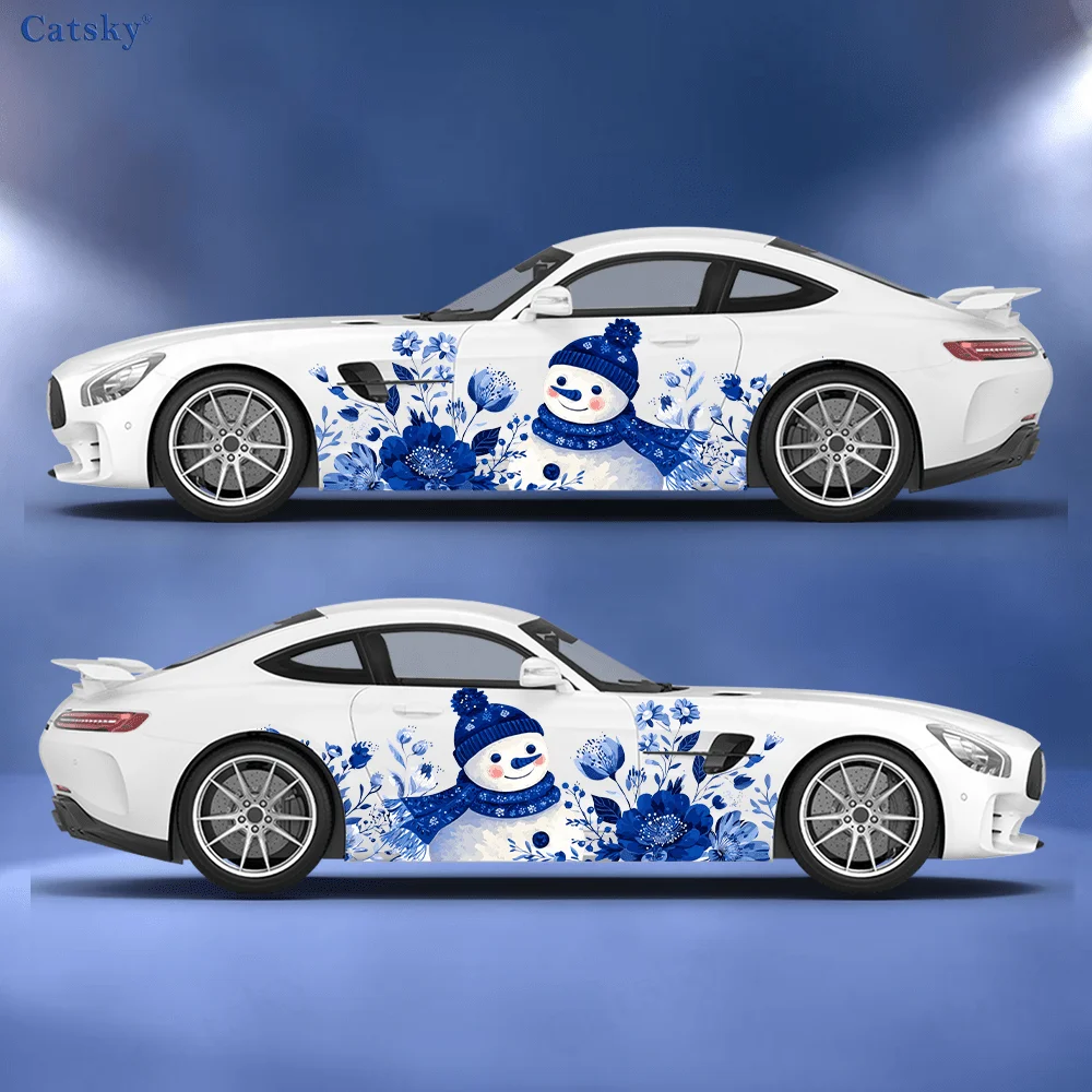 

Blue Flower Snowman Decals, for Car and Truck, Durable, Fade-Resistant, Easy to Install and Remove - Enhance your vehicles aesth