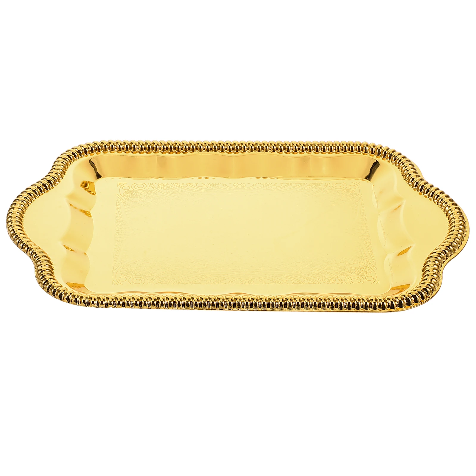 

European Cake Pan Golden Plated Serving Tray Wedding Buffet Metal Dessert Mirror Decor Platter Tea Coffee Beverage