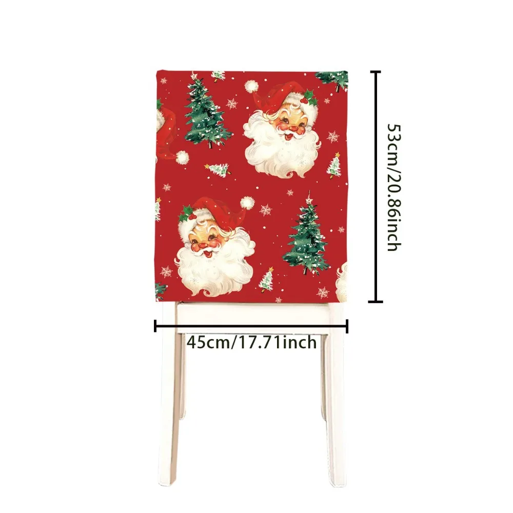 Snowman Christmas Chair Cover Elf Pattern Santa Claus Pattern Chair Back Cover Quick Easy Use Washable Xmas Seat Slipcover