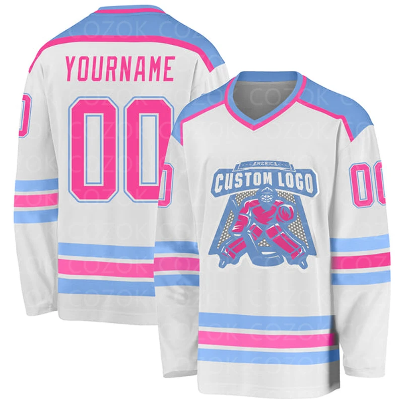 Custom White Miami Hockey 3D Print You Name Number Men Women Ice Hockey Jersey Competition Training Jerseys