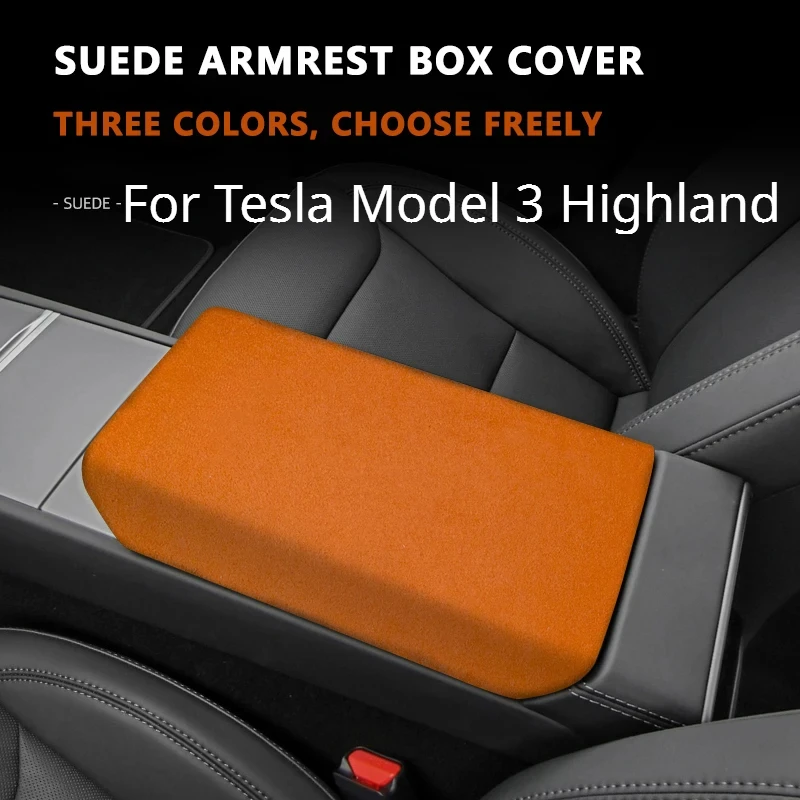 

For Tesla Model 3 Highland 2023 2024 Suede Case Center Console Armrest Box Protector Cover Auto Central Armrest Box Pad Cover