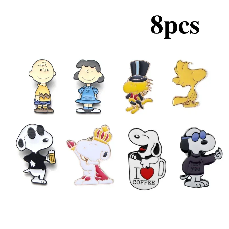 Snoopy Brooches Badges Anime Enamel Pins Lapel Badges Cartoon Creative Couple Pin Brooch Metal Jewelry Decoration Halloween Gift