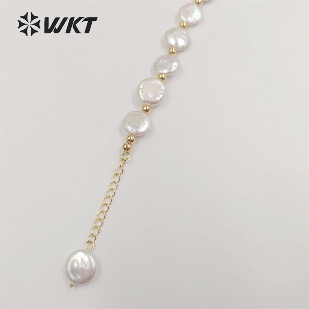 WT-MPB091   WKT 2023 Lovelyl Style Freshwater Pearl Bracelet Women Party Adjustable Gold-Plate Lady Jewelry Women