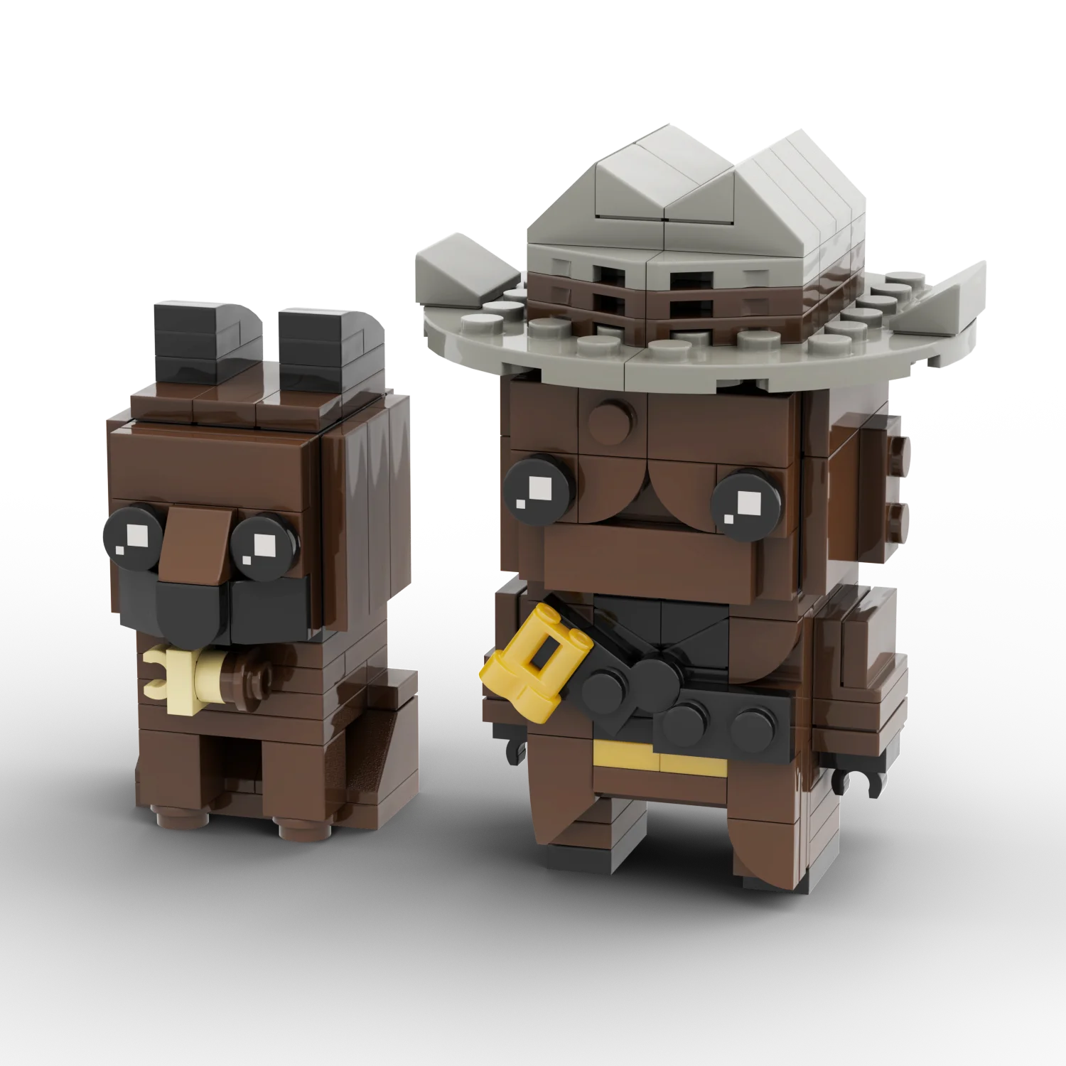 مجموعة بناء MOC Cowboy and Loyal Dog Brickheadz، 201 قطعة من مكعبات البناء الممتازة للعب الإبداعي، مثالية للجماهير
