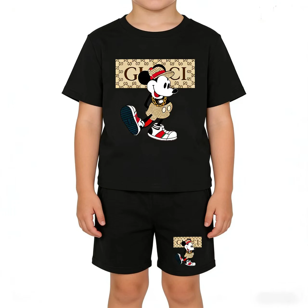 

Kids 3-12Yrs Magic Mickey Mouse Summer Cute Funny Clothing T-shirt+Shorts Boy Girls Pretty Girl Two-Piece set Casual Sports Set