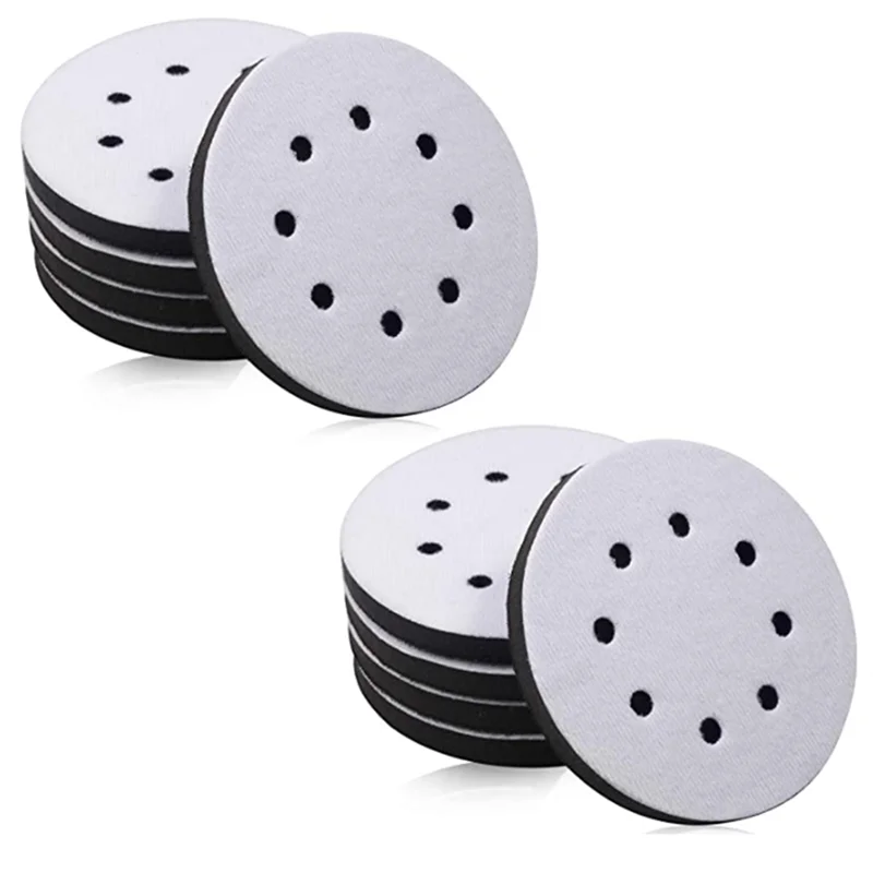 10 Pack Soft Density Interface Pads 5 Inch 8 Holes Hook and Loop Sponge Cushion Buffer Backing Pad Foam Interface Pads