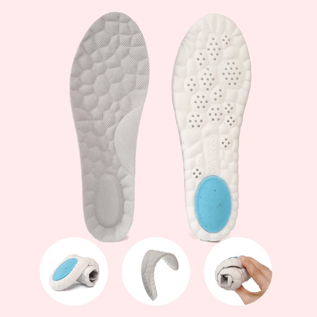 

Sport Insoles for Shoes PU Sole Soft Breathable Shock Absorption Cushion High Elasticity Shoe Pads Care Insoles Unisex