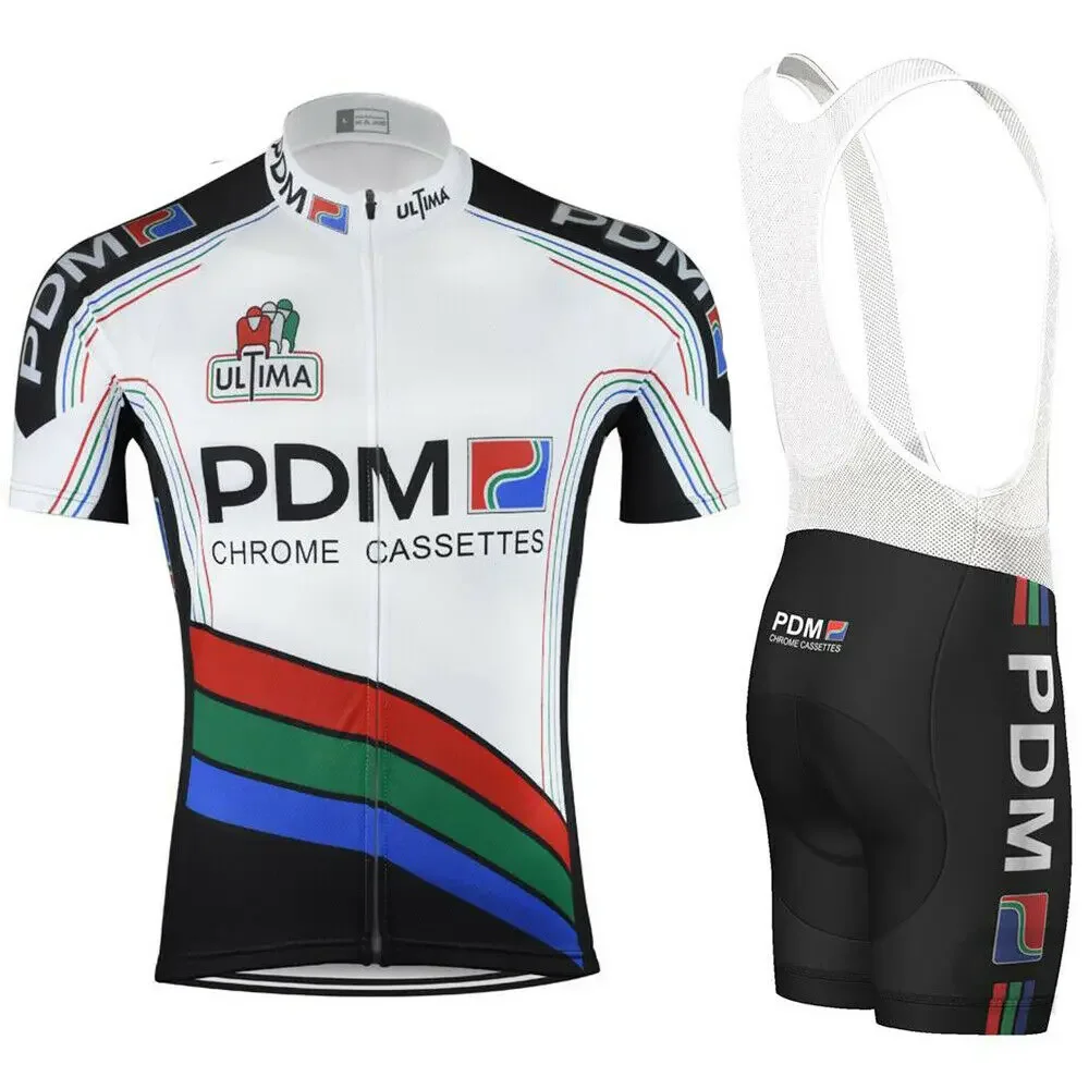 

LASER CUT PDM TEAM Retro Classic Cycling Jersey Short Sleeve Bicycle Clothing With Bib Shorts Ropa Ciclismo