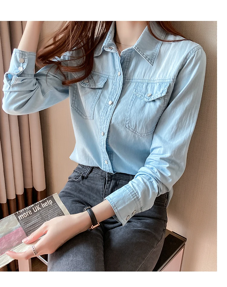 Denim shirt women 2023 spring and autumn new thin bottoming shirt jacket trend