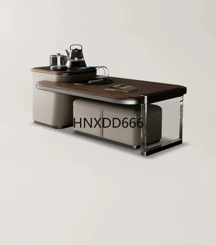 Walnut Kung Fu tea table, integrated solid wood high-end tea table