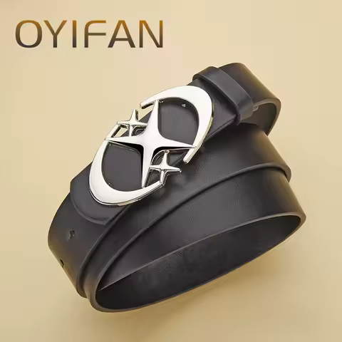 Stylish Oval Cross Metal Buckle Belt Durable Simple and Universally Compatible Unisex Gift Idea for Men and Women