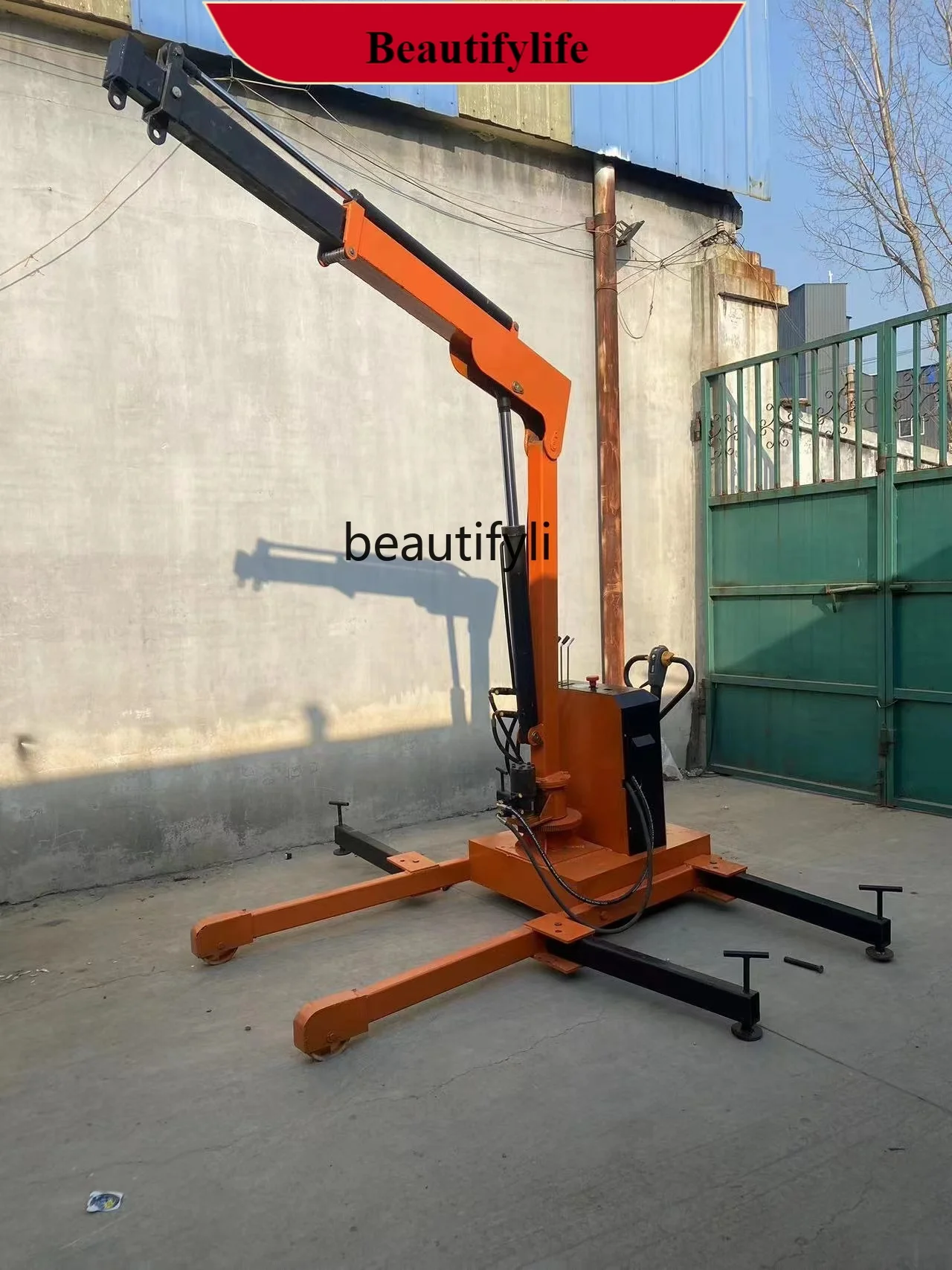 

E132 Полностью электрический гидравлический мобильный небольшой кран, простой вращающийся кран, подъемный ручной мобильный грузовик