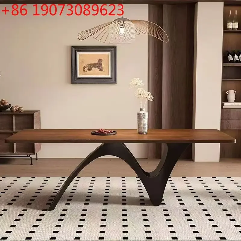 Solid wood dining table French retro desk pure natural log living room home Nordic simplicity modern minimalism