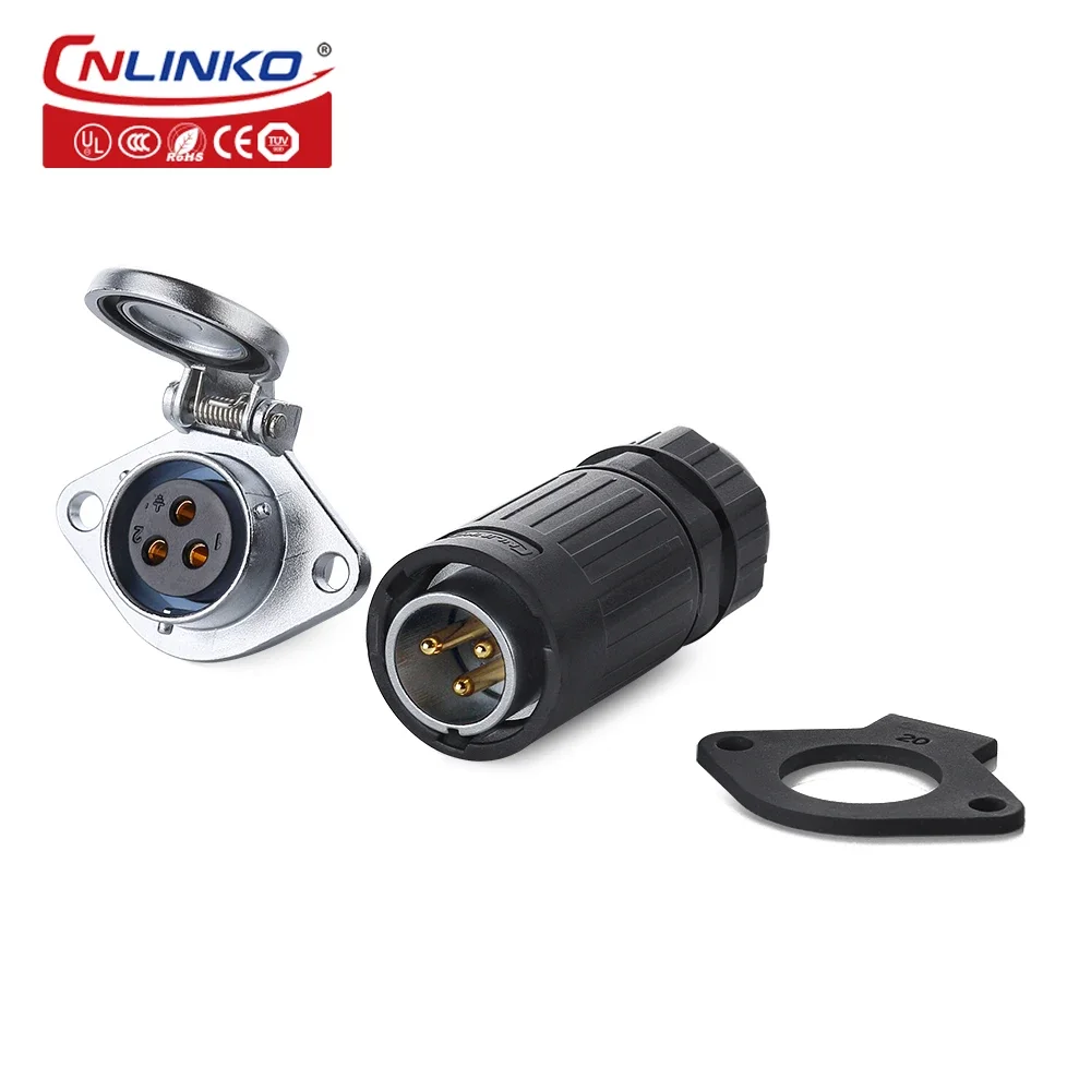 CNLINKO Waterproof Jack shields e bike battery power 3 pole connector