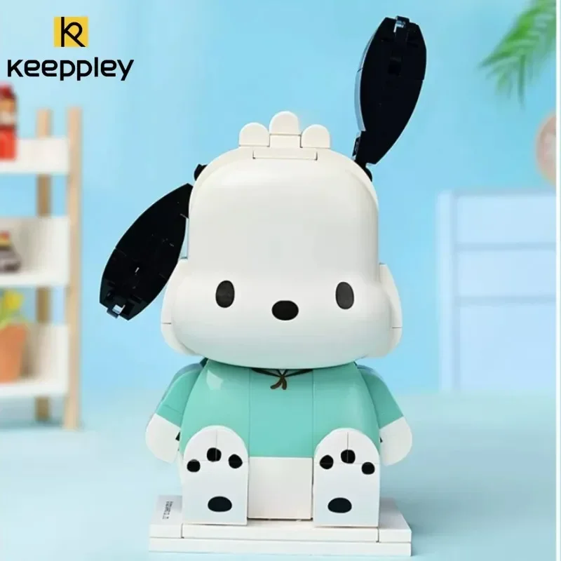 Keeppley Sanrio Pochacco Series Building Blocks Cartoon Street Scene Cute Cake Model Ornaments Educational Toys Birthday Gift