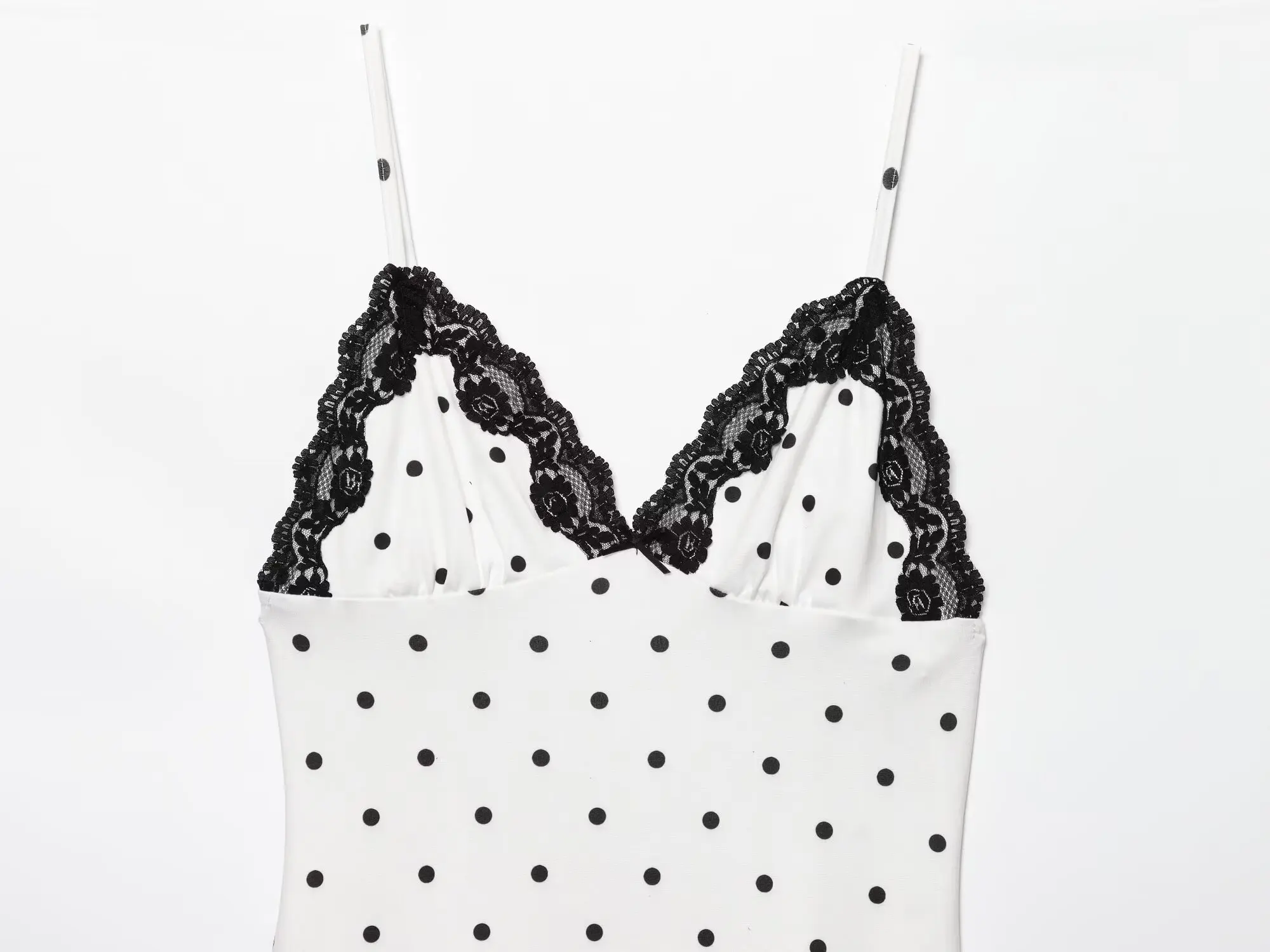 KONDALA Elegante Chic Retro Abito a Pois da Donna in Pizzo con Scollo a V Lungo Cami Dress Nuova Moda Estate Casual Party Data Mujer Dress