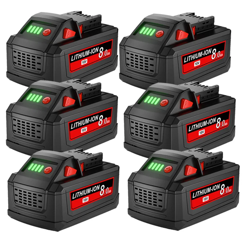 Voor Milwaukee M18 18V Batterij 8000mAh Li-Ion Batterij 48-11-1815 48-11-1850 Oplaadbare Power Tools Batterij met 6A lader
