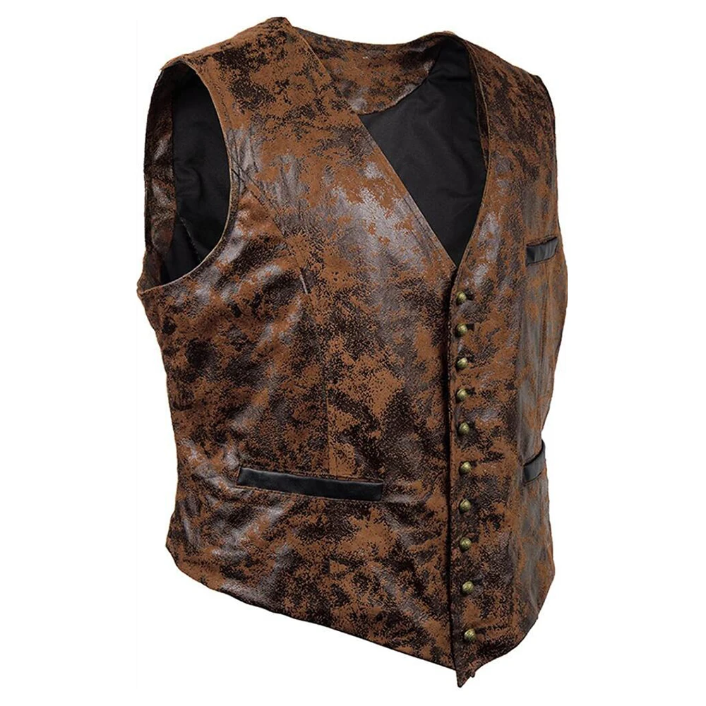 

Stylish Solid Back Tuxedo Blazer Men's Leather Vest For Motorcycle Club With Concealed Carry Arms No Accessories