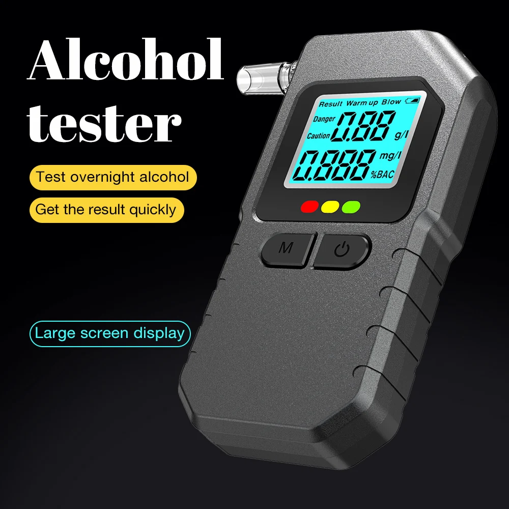 Detector de Alcohol con pantalla LCD, medidor de Alcohol Semiconductor, probador de Alcohol en el aliento de precisión, comprobador de Alcohol de policía, prueba de conducción en estadounidulo