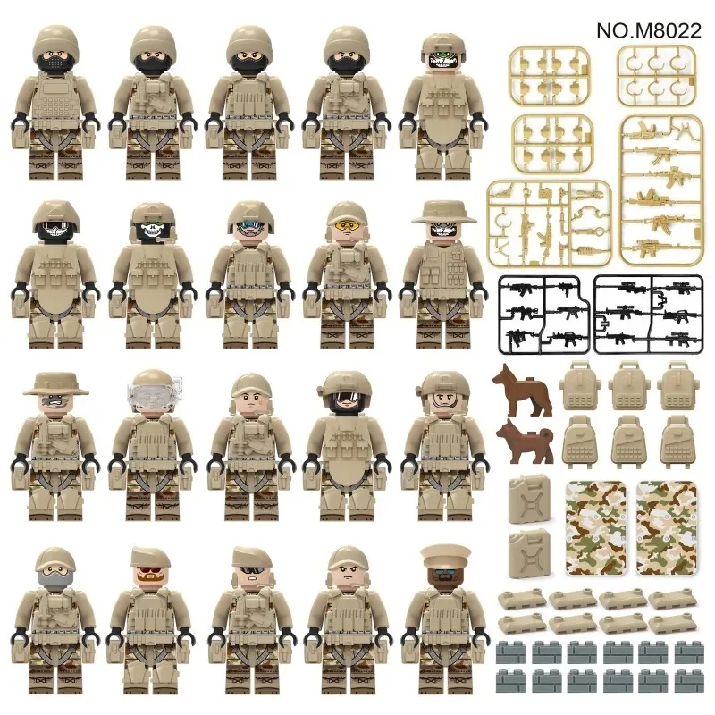 Bausteine der Militärserie, Spezialpolizei, Dschungelspärlinge, handgefertigte Modelle, zusammengebautes Spielzeug, humanoide Puppen, Geburtstagsgeschenke – Detail 9