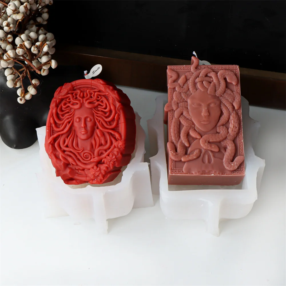 Medusa Candle Mold Silicone Ancient Greek Mythology Gorgon Statue Mold DIY Gorgon Medusa Epoxy Resin, Cake Decor, Soap, Concrete