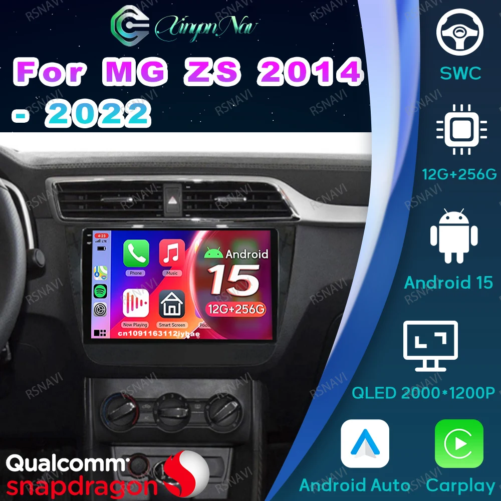 Android 15 Radio de coche para MG ZS 2014 2015 - 2022 accesorios de Interior de coche Tesla modelo 3 accesorios Golf Mk4 Autoradio navegación