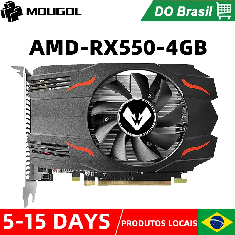 MOUGOL Original Graphics Card Radeon RX 550 4G GDDR5 128Bit 14nm AMD GPU Computer PC RX550 PCI-E 3.0 Gaming Video Card