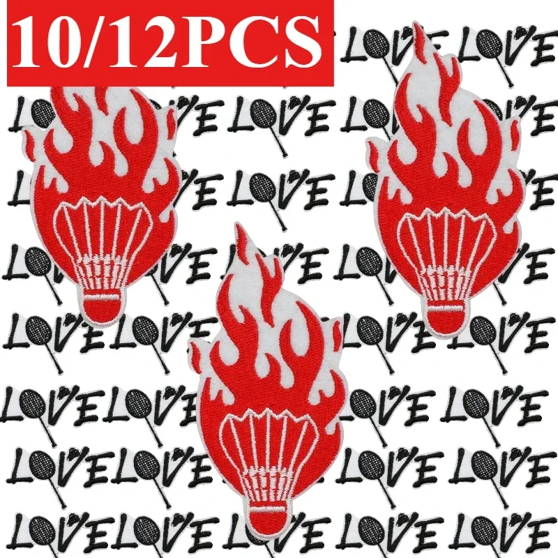 10/12PCS Lots/set of Badminton Theme Embroidery Cloth Patches Cat Badminton Sewing Patch DIY Decorative Ironing Bag/hat/cloth
