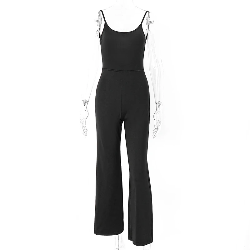 Xeemilo Sexy Backless Spaghetti Strap Overall Frau Sommer Schwarz Dünne Bodycon Bodysuit Hosen Urlaub Damen Casual Overalls