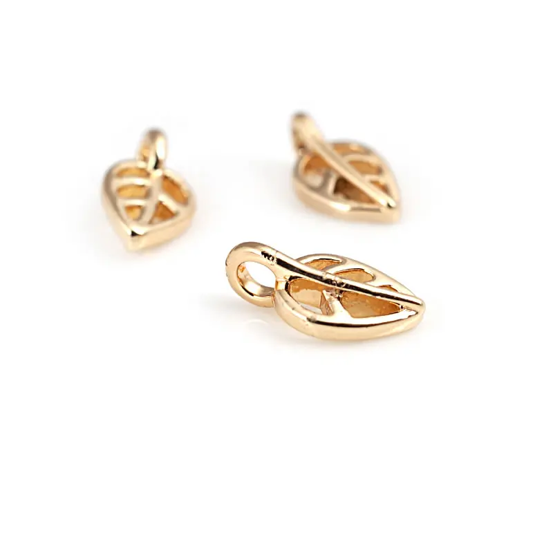 18K Gold Color Brass Tree Leaf Leaves Charms Necklace Earrings High Quality Diy Jewelry Accessories Rosediy official-website