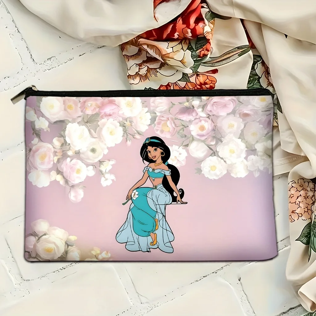 حقيبة مستحضرات التجميل من سلسلة الأميرة قطعة واحدة - بتصميم زهور حية - حقيبة لطيفة متعددة الوظائف بسحاب للنساء، حقيبة تخزين المجوهرات، منظم مثالي بسحاب للسفر - هدية عيد ميلاد ممتعة