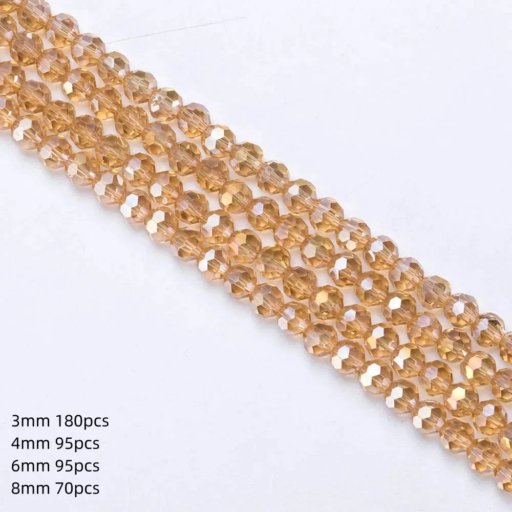 3 4 6 8mm AB color Round Crystal Beads Faceted Transparent Glass Bead Loose Spacer Bead for Jewerly Making DIY Bracelet Necklace