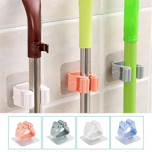 YTOM 1PCS Wall Mounted Mop Organizer Holder Brush Broom Hanger Home Storage Rack Bathroom Suction Cup Hanging Pipe Hooks