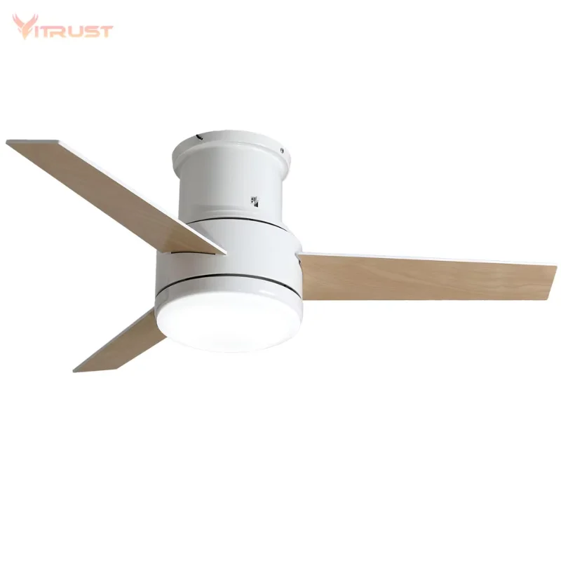 Modern Creative Ceiling Fan with LED Lights  and  Remote Control 3 Fan Blades Plywood Ceiling Fan for Dining Room 44inch