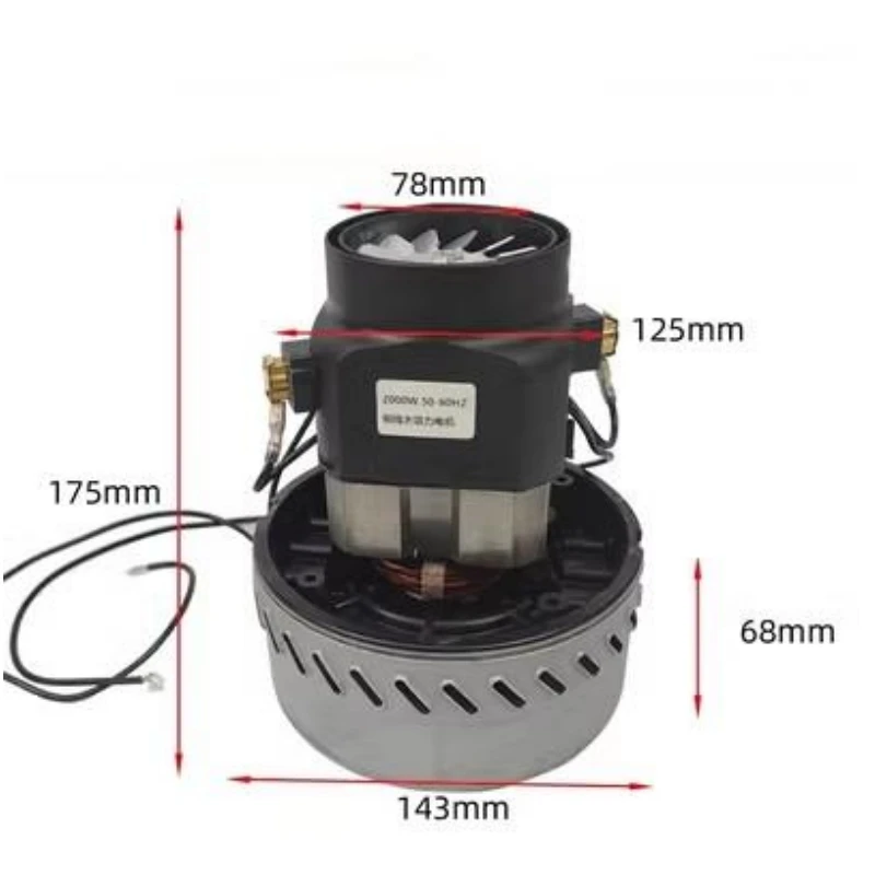 220V 2000W Industrial Vacuum Cleaner Motor Large Power Copper Wire Vacuum Cleaner Parts Wet Dry Suction Fan Motor Accessories