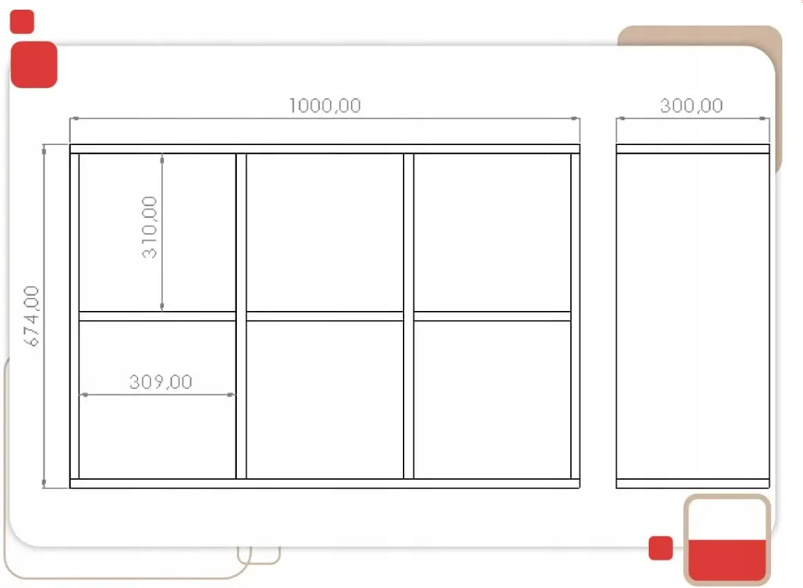 سونوما 2x3 - ريجال وورفيل ميت 6 فاشيرن - راومتييلر ريجال 100 × 67,4 سم - Bücherregal Voor Wohnzimmerund Büro