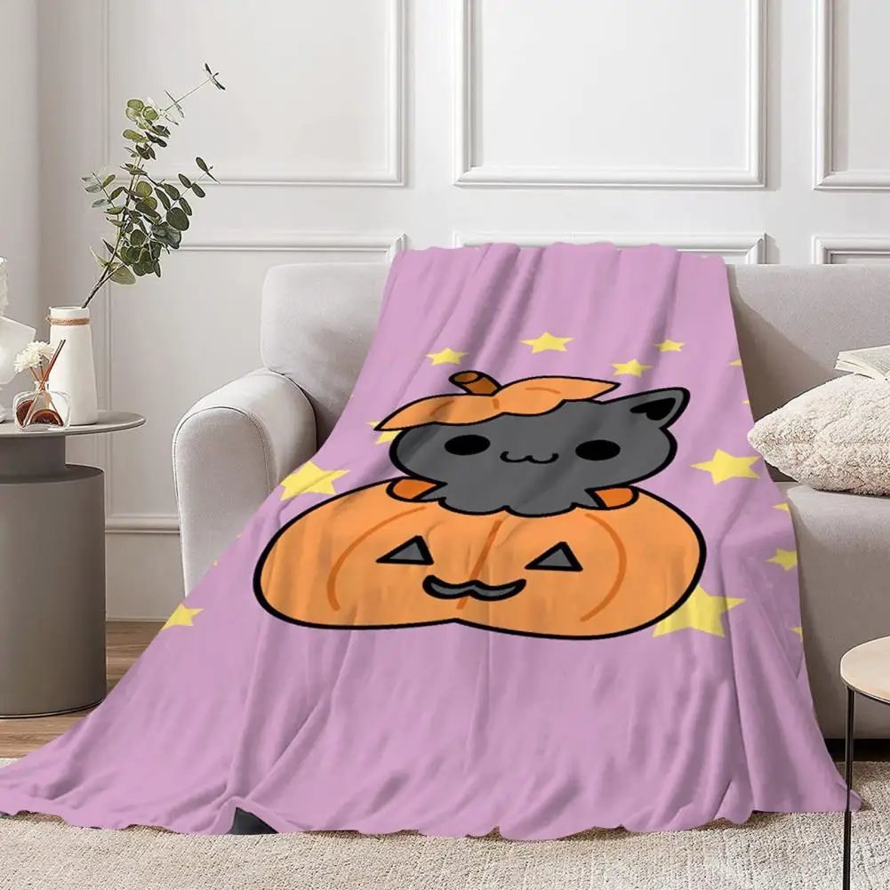 

Fall Themed Throw Blanket Cozy Halloween Fleece Blanket with 3d Cartoon Pumpkin Print Ultimate Relaxation for Dorm Sofa for Use