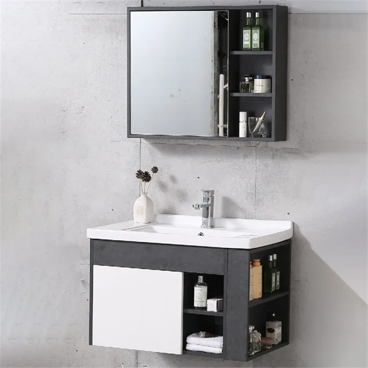 

Modern Bathroom Furniture Waterproof Wall Mounted Bathroom Mirror Cabinet with Vessel Sink Customizable