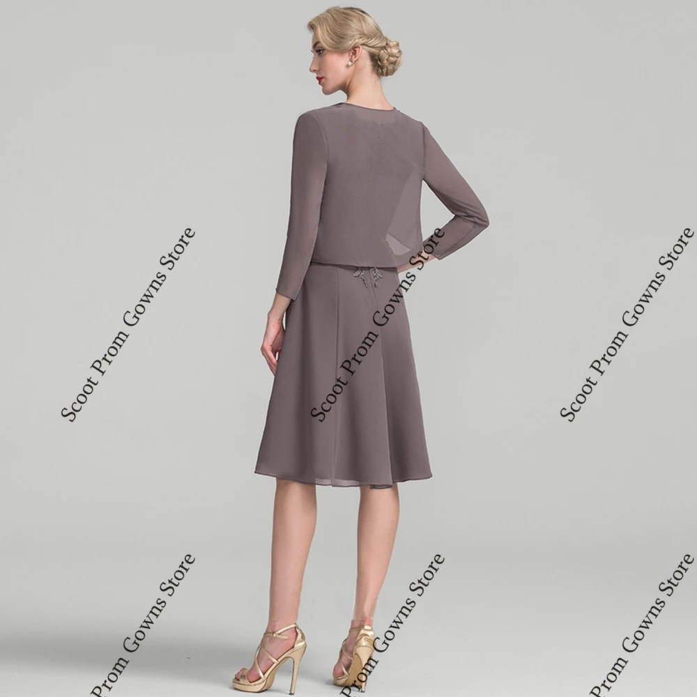 Scoop Mother of Bride Dresses with Chiffon 3/4 Sleeve Wedding Party Dresses  for Women 2025 Summer Brown Beach Robe De Soirée