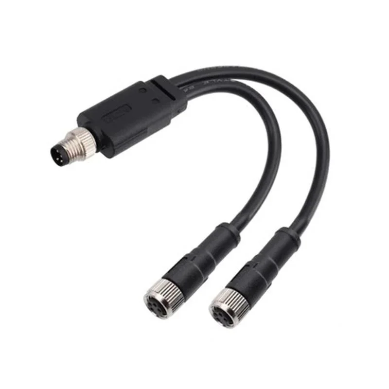 

M8 male splitter into 2 female overmolded plug 1meter PVC cable connector M8 Y cable