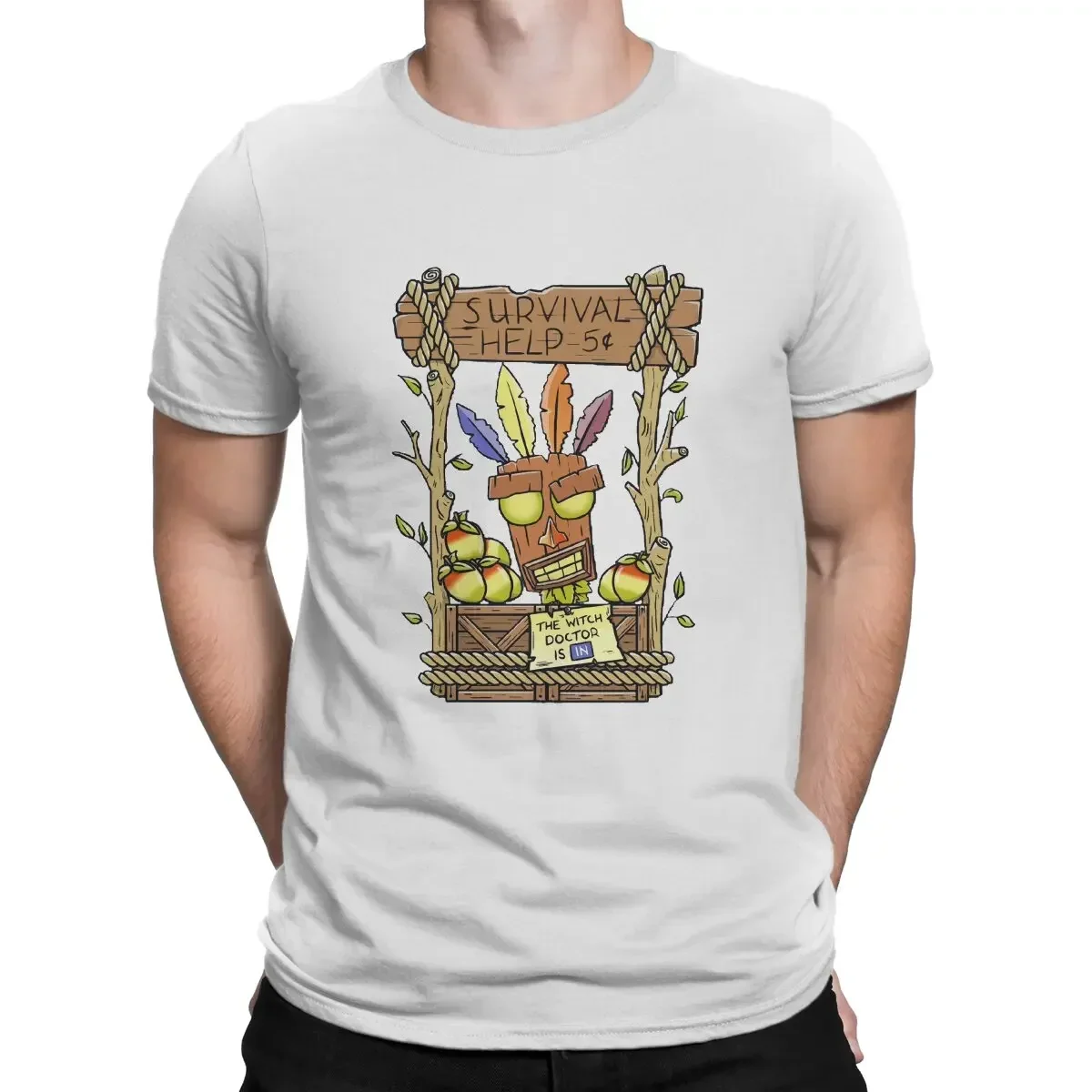 The Witch Doctor Is In Men T Shirt Crash Bandicoots Vintage Tee Shirt Short Sleeve Crewneck T-Shirts 100% Cotton Gift Idea Tops