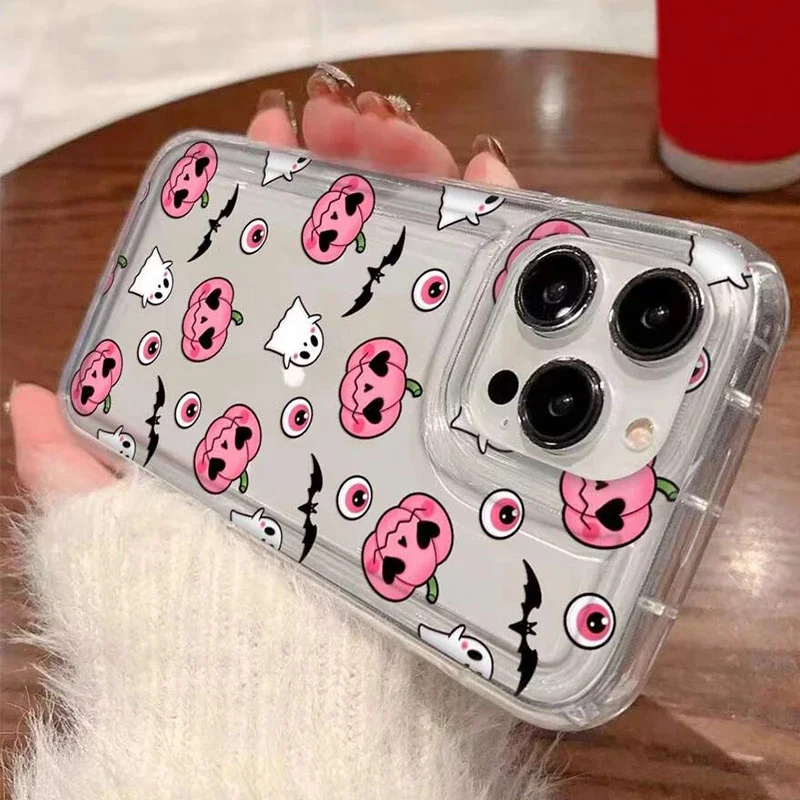 Clear Phone Case for Halloween Pumpkin Ghost OPPO Reno 7Z 8T 5 6 6Z 7 8 8T 10 Pro Plus F9 F11 4G 5G Airbag Shockproof Cover