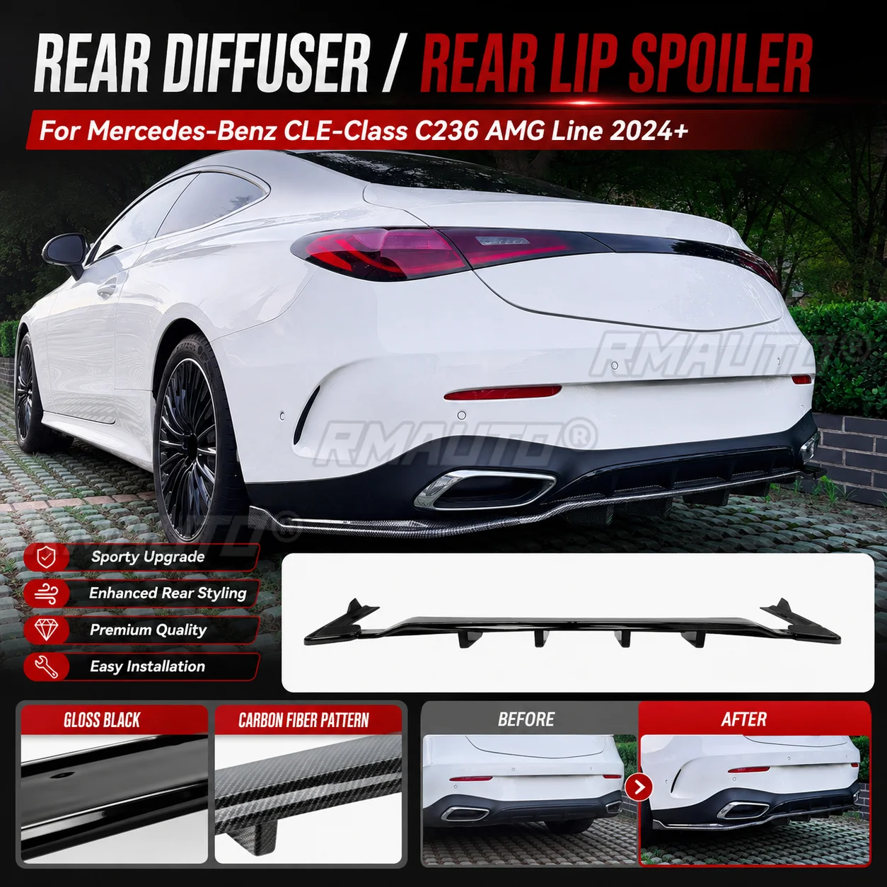 Rear Diffuser Lip Spoiler Rear Bumper Splitter For Mercedes-Benz CLE-Class C236 AMG Line 2024+ Car Accessories