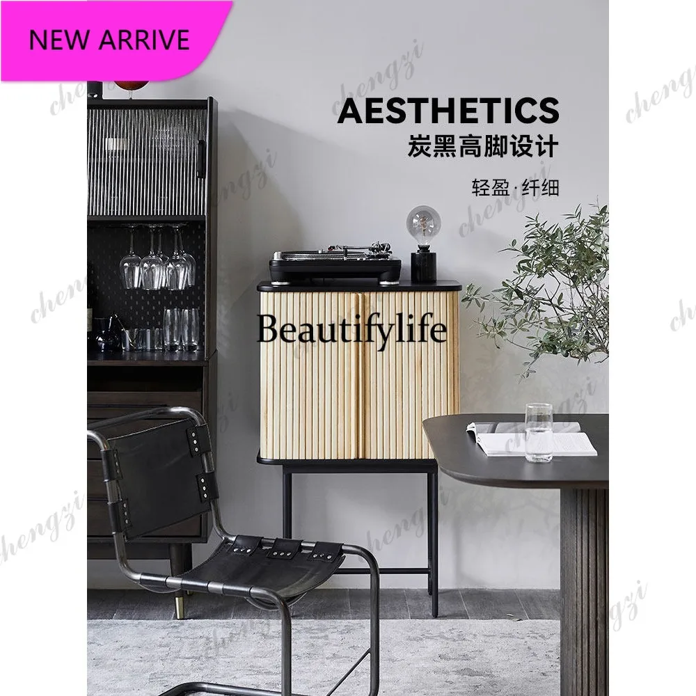 M132 Side cabinet French solid wood locker Rolling shutter door Antique living room wall storage cabinet