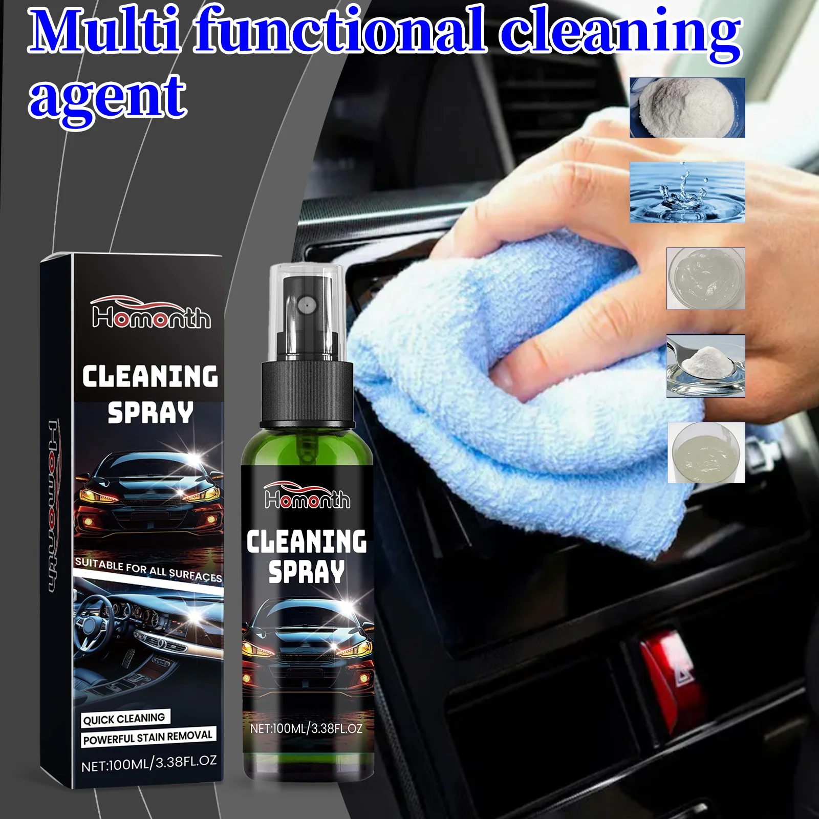 100ml Car Interior Leather Clean Multifunctional Product Foam Cleaner Interior Strong Decontamination Ceiling Seat Clean Leather