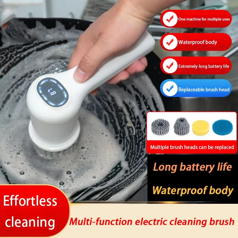 

Handheld Electric Cleaning Brush Usb Charging Kitchen Bathroom Household Dishwashing Multifunctional Rotary Scrubber
