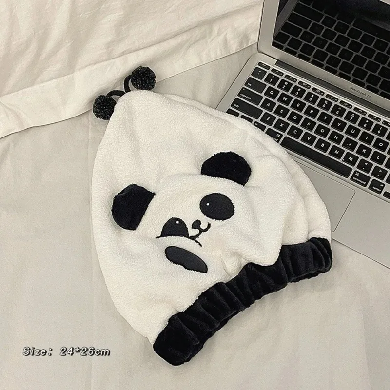Cartoon Panda Coral Fleece 3Pcs Bath Towel Set Dry Hair Cap Bath Skirt Water Absorbent Bath Kit